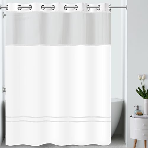 It's A Snap! Escape 3-in-1 Shower Curtain With Sheer Top Wi…